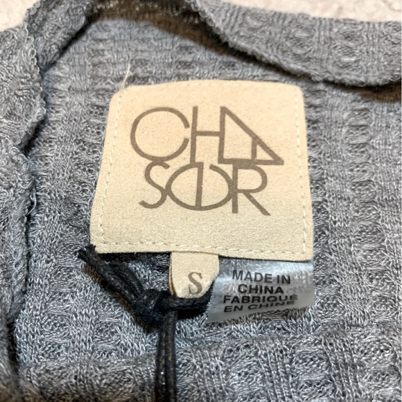 NWT Chaser Gray Waffle Knit High Neck Top With Snaps Women Size Small - Picture 4 of 6